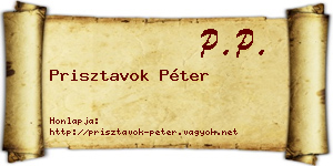 Prisztavok Péter névjegykártya